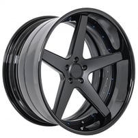 24" AC Forged Wheels ACF705 Matte Black Face with Gloss Black Lip Three Piece Rims