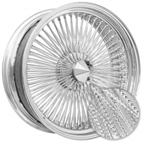 20x8" LA Wire Wheels Standard Diamond Cut 150-Spoke Straight Lace Chrome Rims  