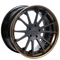 22" AC Forged Wheels ACF703 Black Face with Bronze Lip Concaved Three Piece Rims