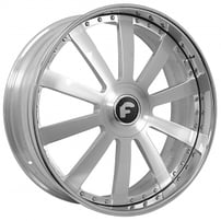 26x10" Forgiato Concavo-D Brushed Silver with Chrome Lip Floating Cap Flat Forging 3-Piece Wheels (6x139/135, +25mm) 