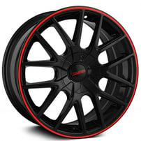17" Touren Wheels TR60 3260 Black with Red Ring Rims 