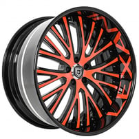 22" Lexani Forged Wheels LF-Luxury LF-713 Gloss Black with Color Matched Mango Orange Accents Forged Rims