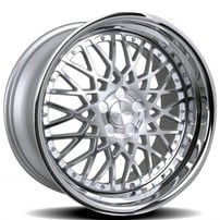 20" Staggered Rennen Wheels CSL 5 Silver with Chrome Step Lip Rims 