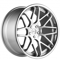 20" Staggered Vertini Wheels RFS2.5 Brushed Silver with Chrome Lip Flow Formed Rims