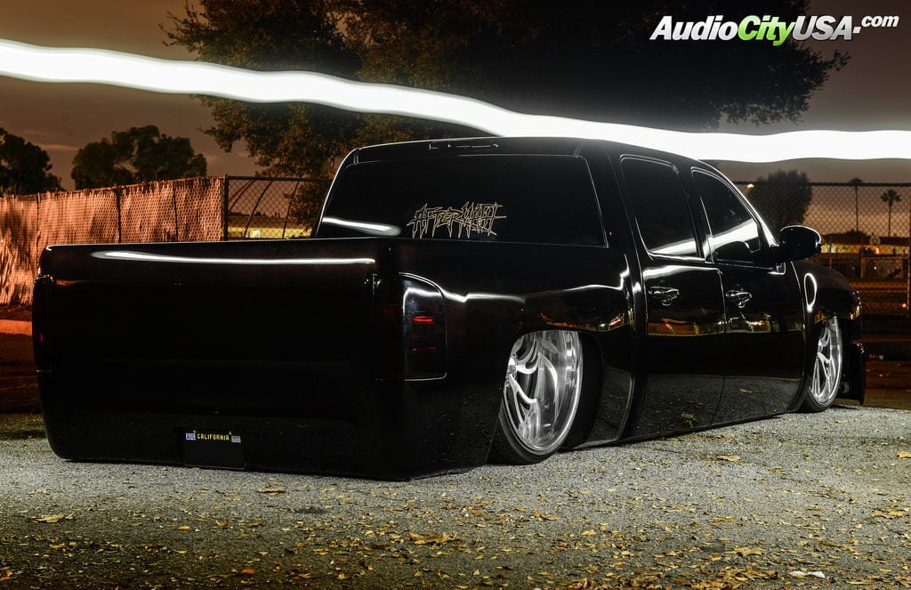 *Bagged* Chevy Silverado | 26" Intro Wheels Valleys Brush Face with Polish Lip | Air Ride System