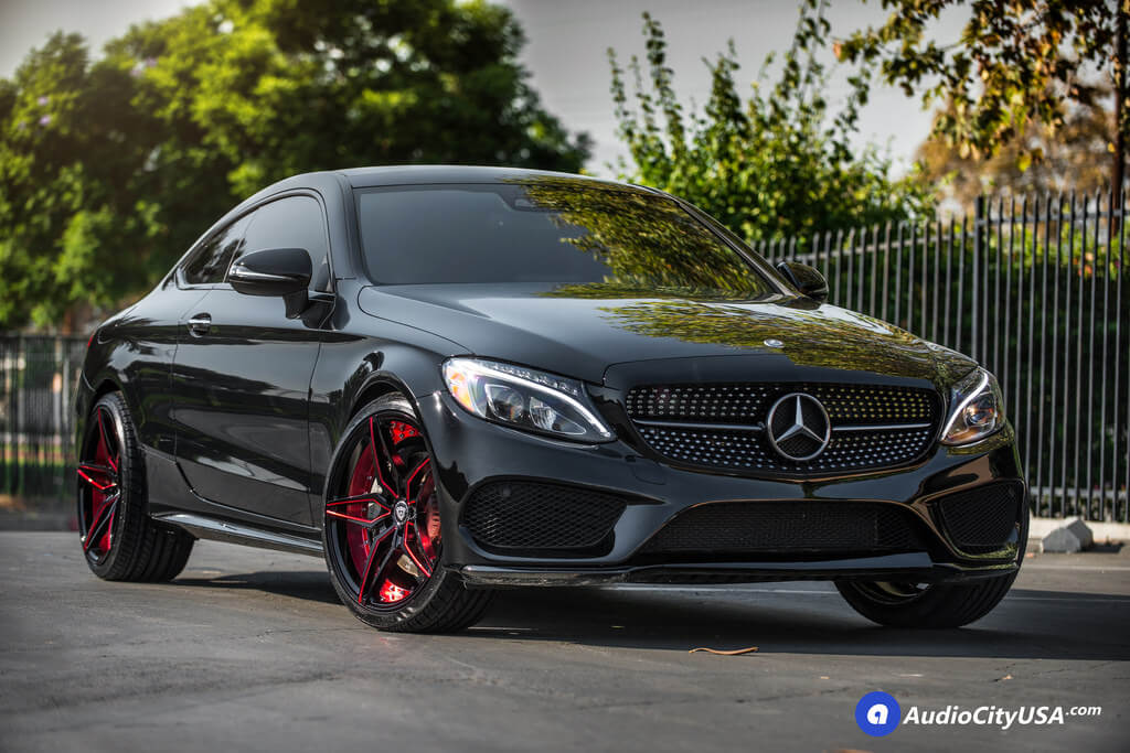 20 Marquee Wheels M3259 Gloss Black With Red Accents Rims 2017 Mercedes Benz C300 Coupe C Class Blg062618 Audio City Usa Audio City Usa