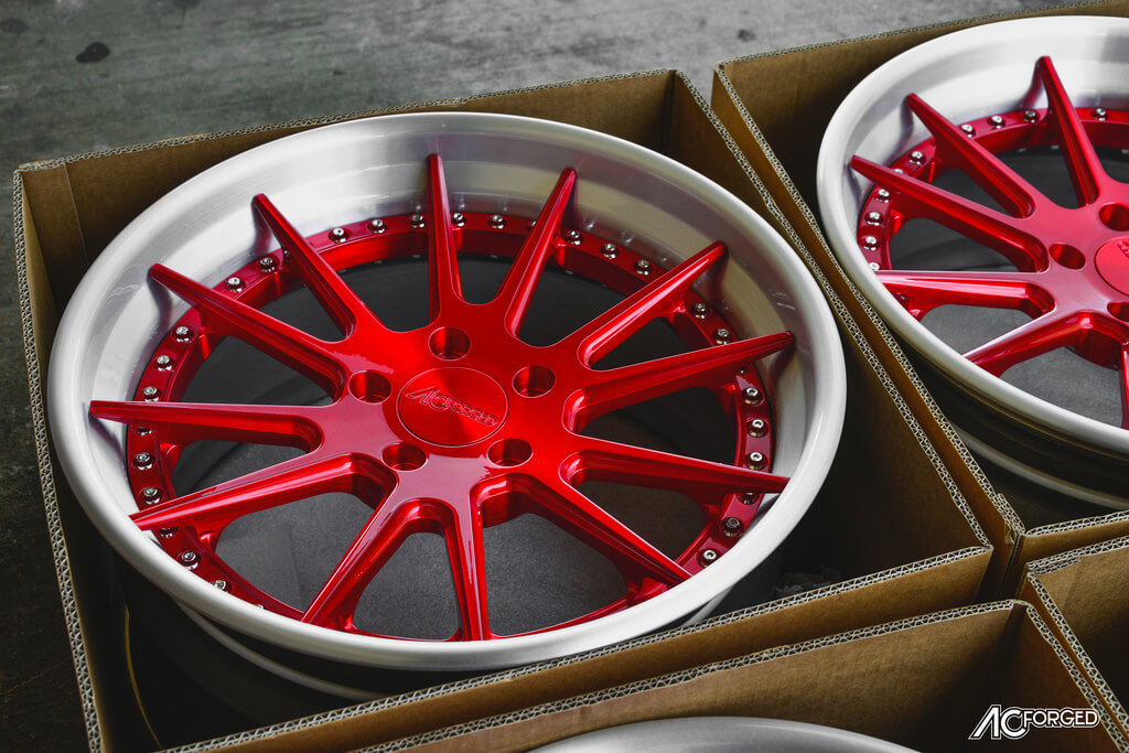 19 Quot Ac Forged Wheels Acr 316 Candy Apple Red Brush Silver