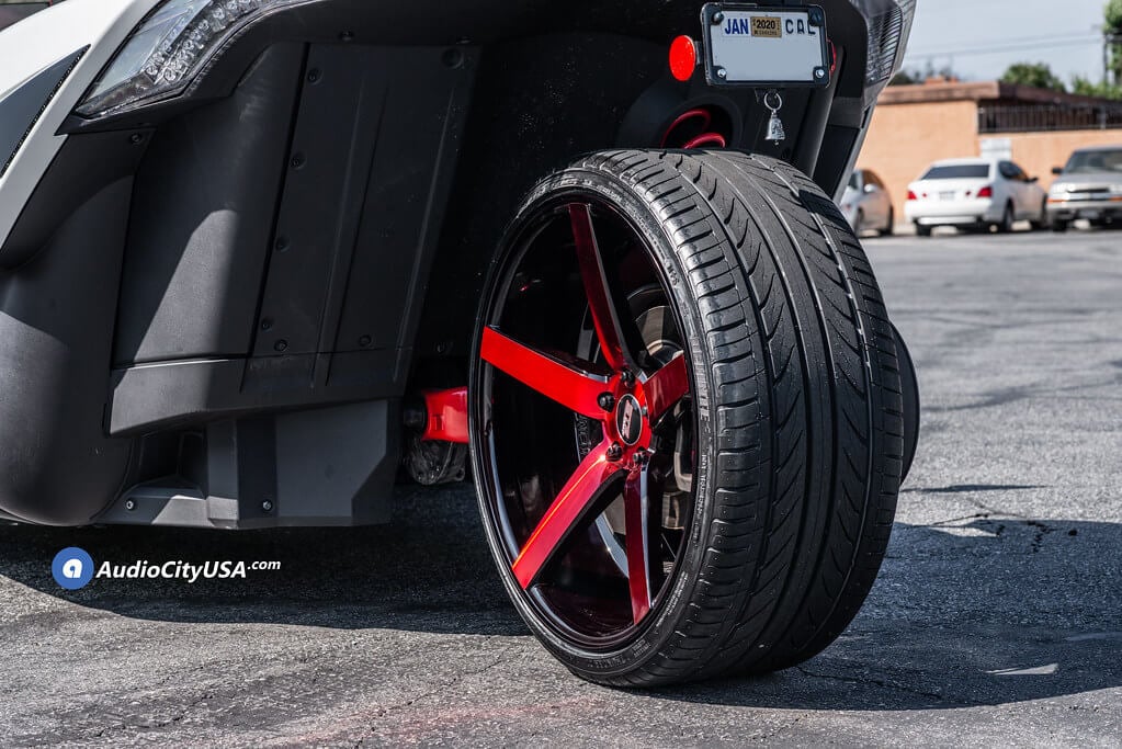 20/22" Staggered STR Wheels 607 Black  with Red Spoke Polaris Slingshot Rims
