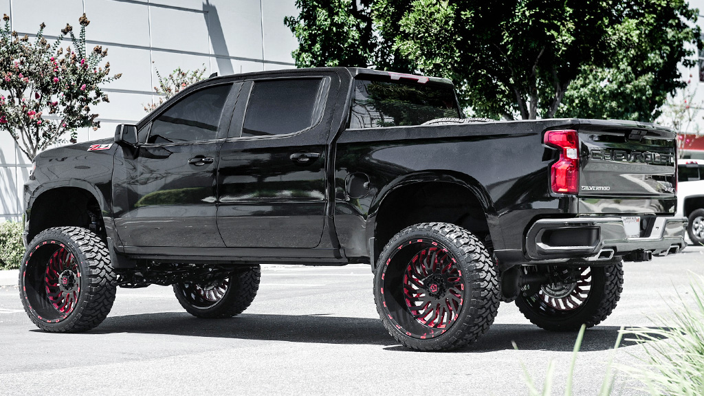 Tis Wheels B Custom Gloss Black With Red Accents Off Road Rims