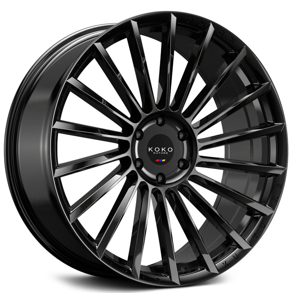 Staggered Koko Kuture Wheels Urfa Gloss Black Flow Formed Rims Kk