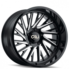 22 Cali Wheels 9115 Invader Gloss Black With Milled Spokes Off Road