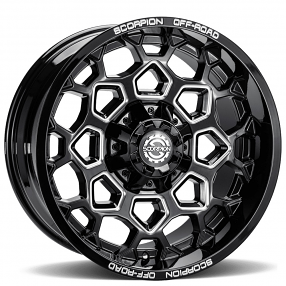 22 Scorpion Wheels Saw Black Milled Off Road Rims SC049 2