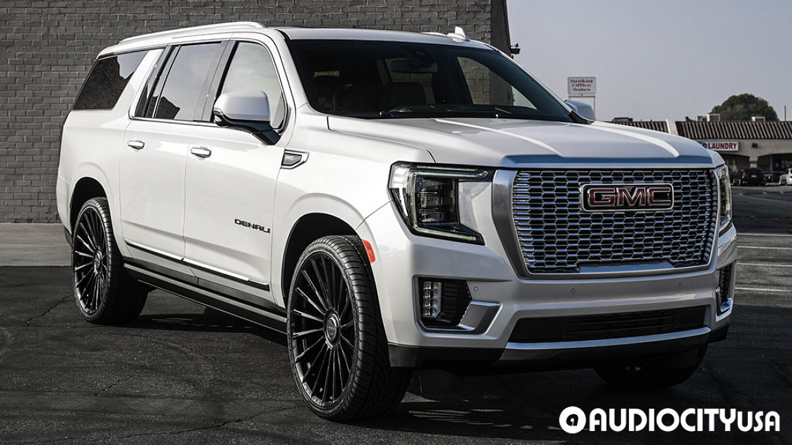 2022 GMC Yukon 4WD On 26 Koko Kuture Wheels URFA Gloss Black Gallery AudioCityUSA