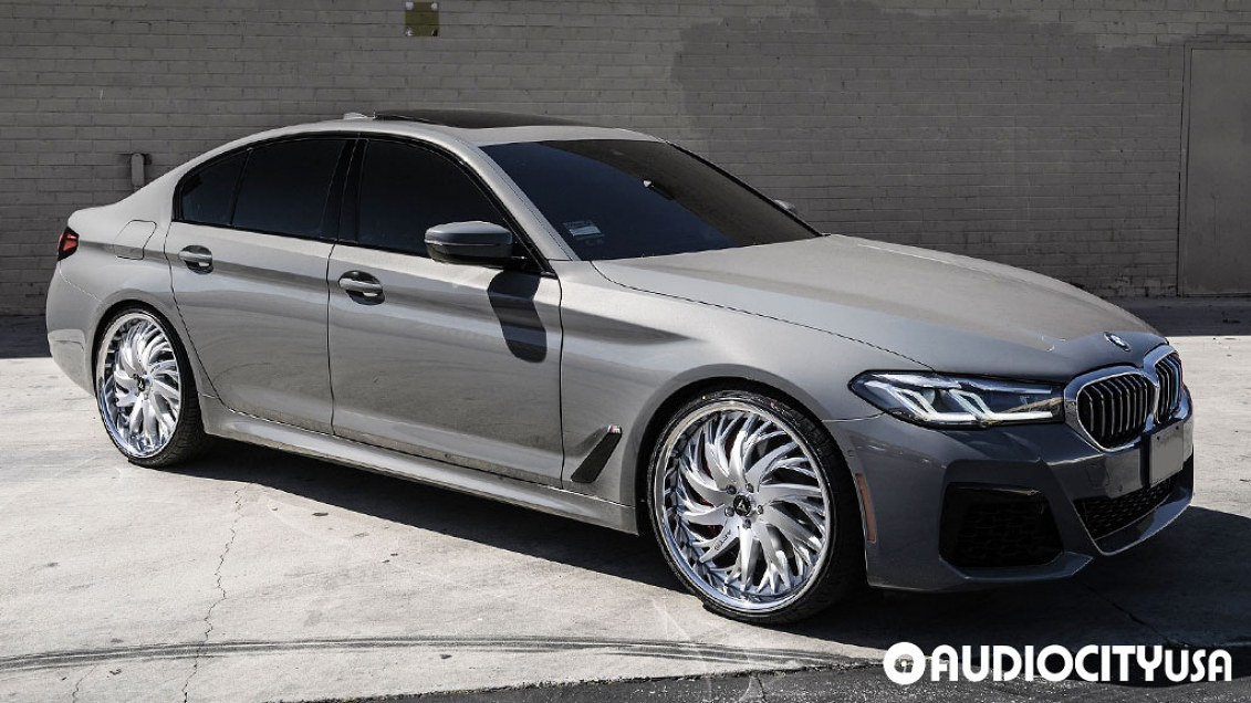 2021 BMW 5 Series on 22" Artis Wheels Decatur Silver Brushed Face with Chrome Lip Gallery