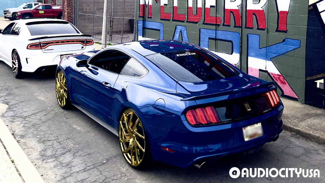 2017 Ford Mustang on 24" Lexani Wheels Senna Custom Gold Plating over