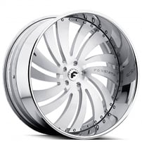 21" Staggered Forgiato Wheels Canale-L Brushed Silver with Chrome Lip Forged Rims