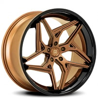 22" Staggered Lexani Wheels Spyder Satin Bronze with Gloss Black Lip Rims