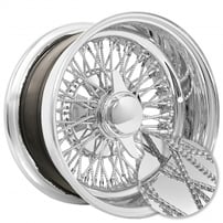 14x7" LA Wire Wheels Reverse Diamond Cut 72-Spoke Cross Lace Chrome Rims