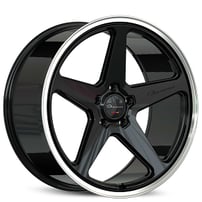 22" Giovanna Wheels Cinque Gloss Black with Polished Lip Flow Formed Rims