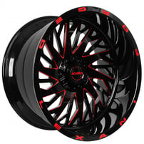 20" Lexani Off-Road Forged Wheels Compass Custom Gloss Black with Red Milled Rims