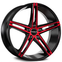 20" Versus Wheels VS453 Gloss Black with Machined Red Face Rims