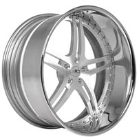 22" AC Forged Wheels ACF702 Brushed Face with Chrome Lip Three Piece Rims