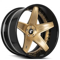 21" Forgiato Wheels Classico-ECL Brushed Gold with Gloss Black Lip Forged Rims
