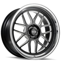 18" Staggered Ridler Wheels 611 Gloss Black Milled with Diamond Cut Lip Flow Formed Rims