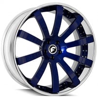 20" Staggered Forgiato Wheels Concavo-ECL Ocean Blue with Chrome Lip Forged Rims