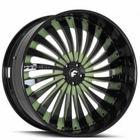 24" Staggered Forgiato Wheels Autonomo-L Khaki Green Face with Gloss Black Lip Forged Rims