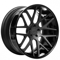 24" AC Forged Wheels ACF706 Matte Black Face with Gloss Black Lip Three Piece Rims