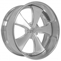 21" Snyper Forged Wheels Fury 5 Brushed Silver with Polished Window and Chrome Lip Rims