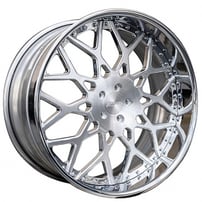 19" Staggered AC Forged Wheels ACF708 Brushed Face with Chrome Lip Three Piece Rims 