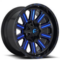18" Fuel Wheels D646 Hardline Gloss Black with Candy Blue Crossover Rims