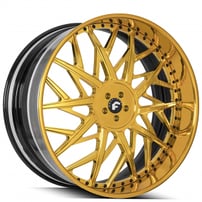 21" Forgiato Wheels Blocco Gold Face and Outer with Black Inner Forged Rims