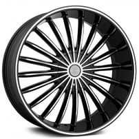 22x8" Elure Wheels 034 Black with Machined Face and Pinstripe Rims