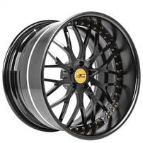 22" Staggered AC Forged Wheels ACF701 Matte Black with Gold Rivet Three Piece Rims