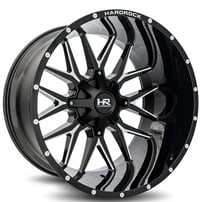 22" Hardrock Wheels H700 Affliction Gloss Black Milled Off-Road Rims 