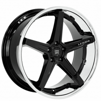 20" Staggered Lexani Wheels Savage Gloss Black with Chrome SS Lip Rims 