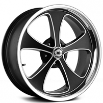 18" Staggered Ridler Wheels 645 Matte Black with Machined Face and Polished Lip Rims 