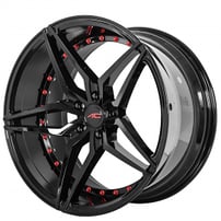 20" Staggered AC Wheels AC01 Gloss Black with Red Rivets and Logo Polaris Slingshot / 3-Wheeler Rims