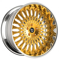26" Lexani Forged Wheels LF-Luxury LF-742 Petrus Custom Gold with Chrome Lip Forged Rims