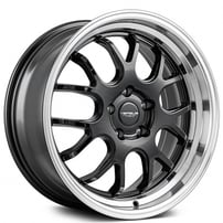 18" Staggered Versus Wheels VS824 Black with Polished Lip Rims 