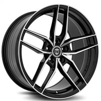20" Staggered Curva Wheels CFF25 Gloss Black Machined Flow Forged Rims