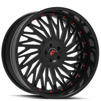 19" Forgiato Wheels Biaforca Satin Black Face with Gloss Black Lip and Red Rivets Forged Rims
