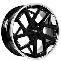 22" Lexani Wheels Devoe Gloss Black with SS Lip Rims