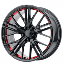 20" OE Creations Wheels PR194 Gloss Black with Red Undercut Rims 