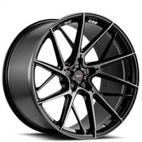 22" Staggered Savini Wheels SV-F6 Gloss Black with Double Dark Tint Flow Formed Rims