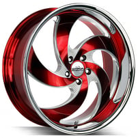 22" Strada Wheels Retro 5 Candy Red Milled with SS Lip Rims 
