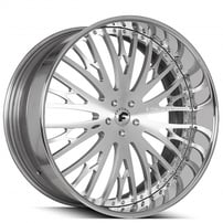 22" Forgiato Wheels Cravatta Brushed Silver with Chrome Lip Forged Rims